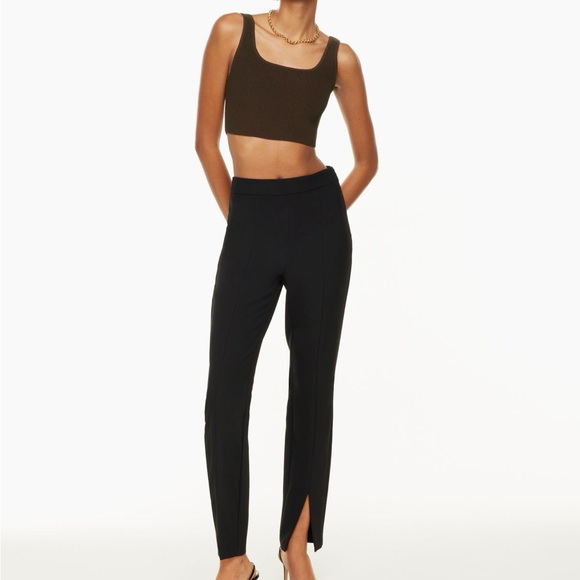 NWT Aritzia Babaton Sculpt Knit Squareneck Cropped Tank in Coffee Bean - Picture 4 of 7